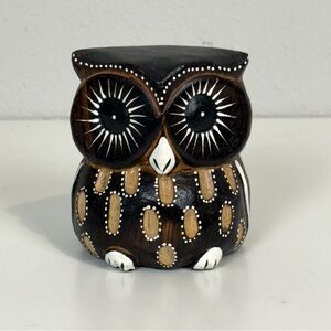 Carved Wooden Owl Figurine 4”